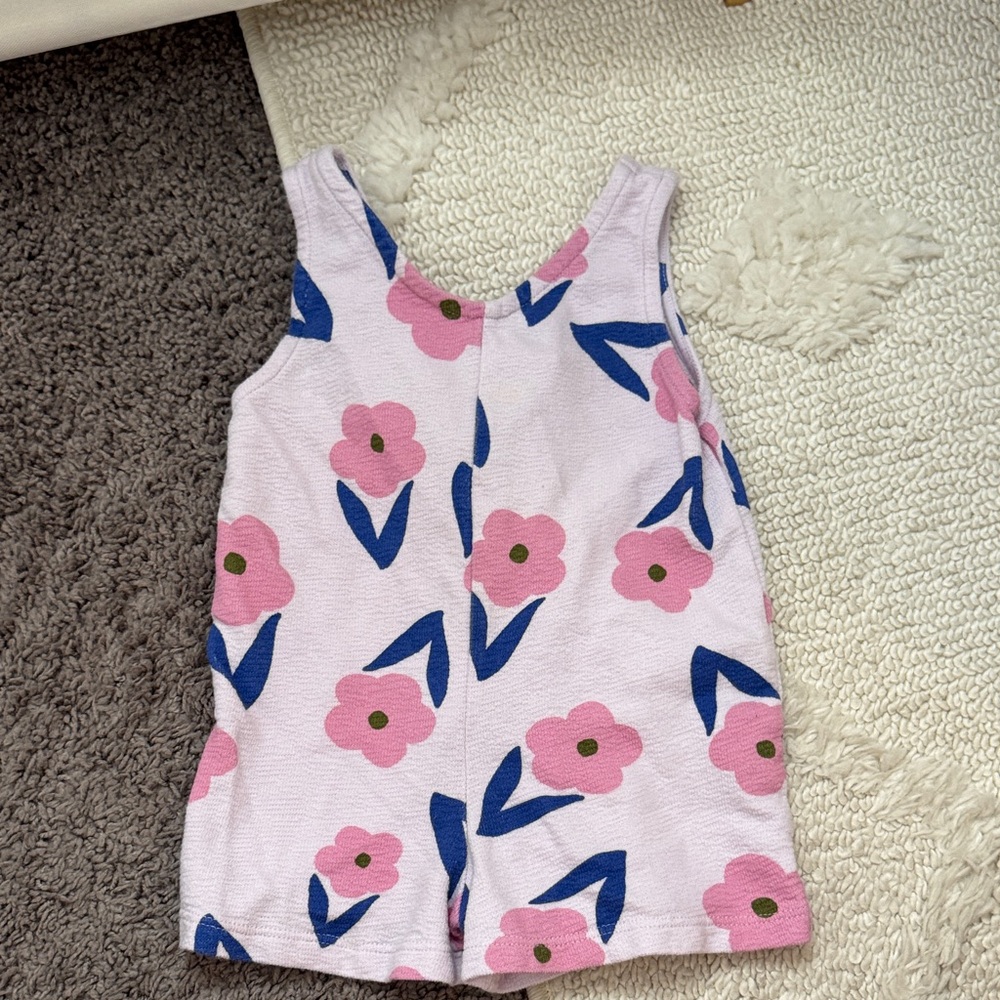 Zara Light Lavender Terry Baby Romper with Pink Spots